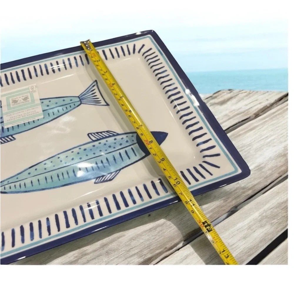 Blue Fish Pattern Rectangular Platter - Picture 4 of 4